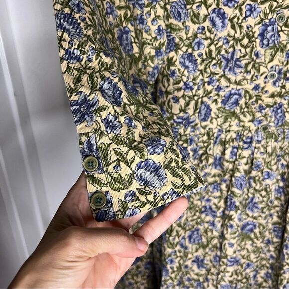VINTAGE J. Jill Corduroy Floral Button Front Dress - Picture 8 of 14